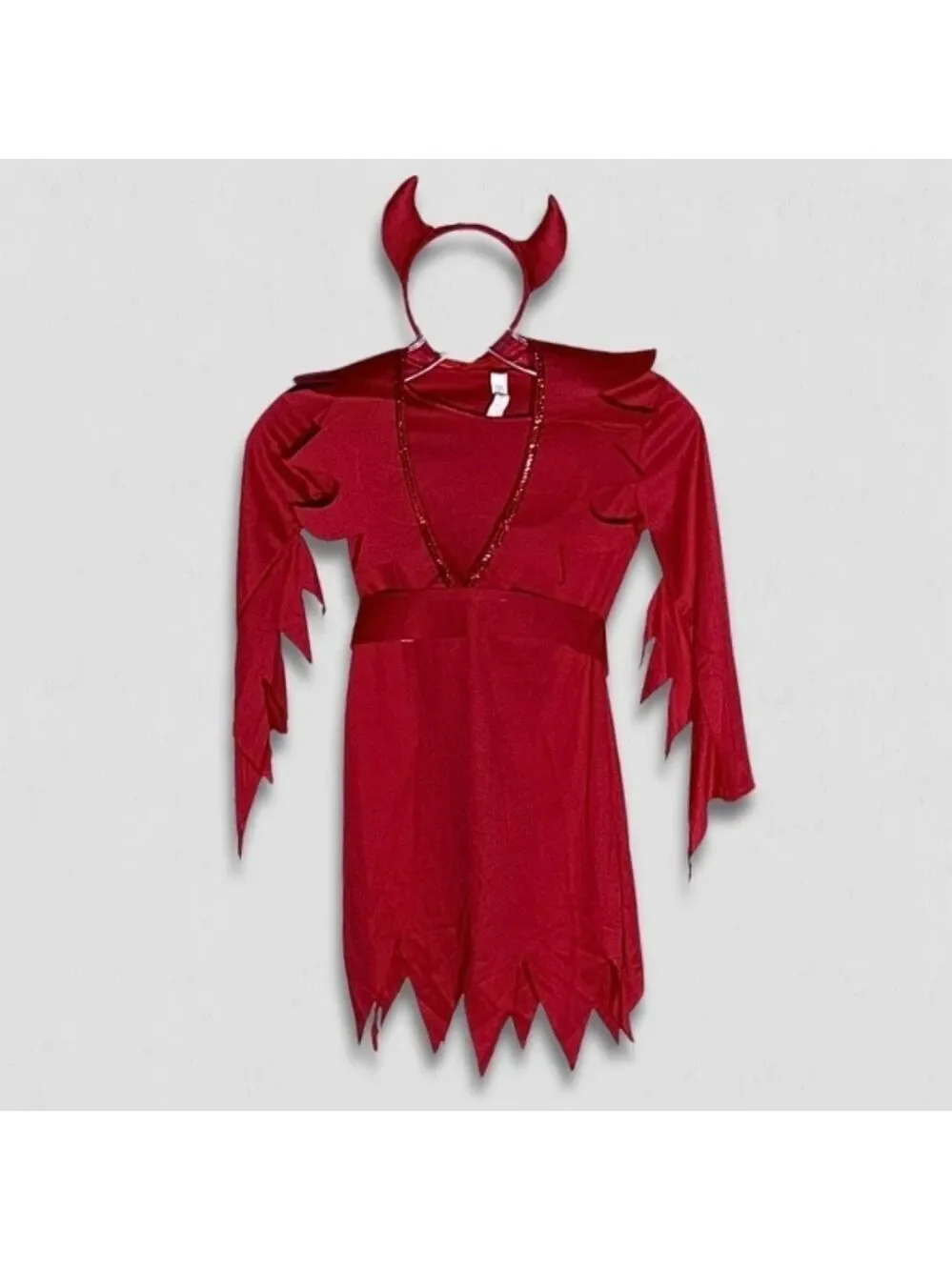 NIB Devious Devil Girls Costume Set Dress/Collar/Headband Red 4-6